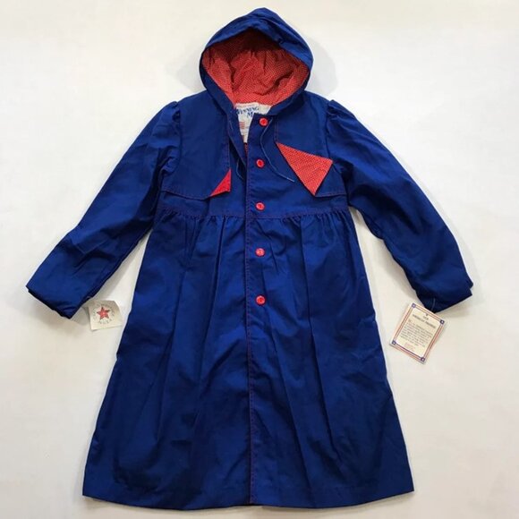 Vintage Winning Moves Girls Youth Size 12 Full Length Jacket Blue Red Polka Dot - Picture 1 of 10